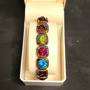 New Without Tags, Stretchy Bracelet With Multi-Colored Stones And Rhinestones